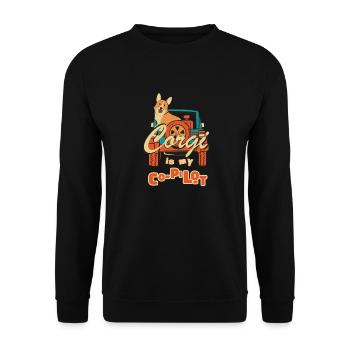 Corgi Ist Mein Co-Pilot-Assistent-Freund-Haustier - Unisex Pullover - Schwarz - Vorne - Alina (178cm) & Michal (187cm)