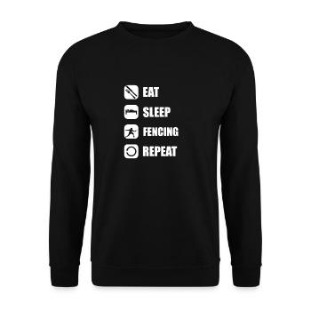 Fencer eat sleep fencing repeat - Unisex Pullover - Schwarz - Vorne - Alina (178cm) & Michal (187cm)