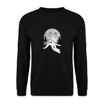 Snowboard Moon Lustige Snowboarder Freestyle Snow - Unisex Pullover - Schwarz - Vorne - Alina (178cm) & Michal (187cm)