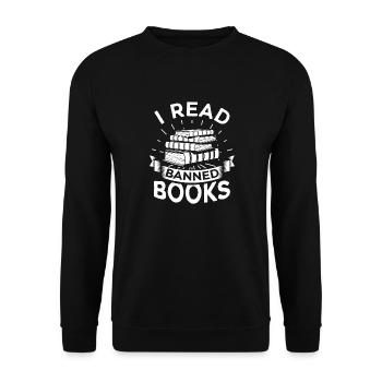 I Read Banned Books Bücher Bibliothek - Unisex Pullover - Schwarz - Vorne - Alina (178cm) & Michal (187cm)
