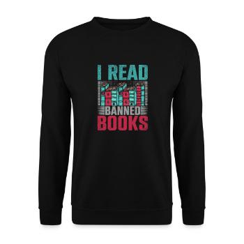 I Read Banned Books Bücher Bibliothek - Unisex Pullover - Schwarz - Vorne - Alina (178cm) & Michal (187cm)