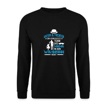 Vater und Tochter Partnerlook Papa Vatertag - Unisex Pullover - Schwarz - Vorne - Alina (178cm) & Michal (187cm)