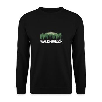 Waldmensch Naturbursche Wandern Natur Outdoor Wald - Unisex Pullover - Schwarz - Vorne - Alina (178cm) & Michal (187cm)