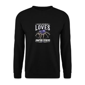 Just A Boy Who Loves Jumping Spiders, Spider - Unisex Sweatshirt - black - Front - Alina (178cm) & Michal (187cm)