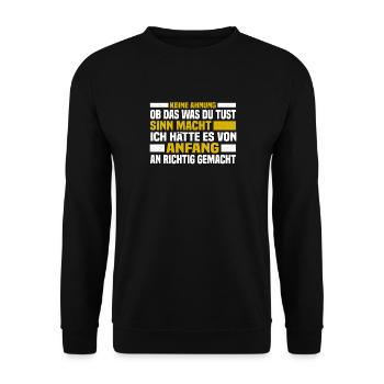 Sarkastische Sprüche für die Arbeit - Unisex Pullover - Schwarz - Vorne - Alina (178cm) & Michal (187cm)