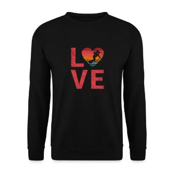 Liebe Snowboard Liebhaber Snowboarding Fan Winter - Unisex Pullover - Schwarz - Vorne - Alina (178cm) & Michal (187cm)