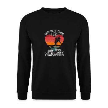 Unterschätzen Sie niemals ein Mädchen, das Snow - Unisex Pullover - Schwarz - Vorne - Alina (178cm) & Michal (187cm)
