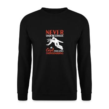 Never underestimate a girl who Snow - Unisex Sweatshirt - black - Front - Alina (178cm) & Michal (187cm)