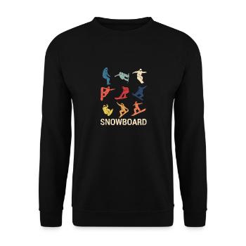 Snowboard Retro Vintage Wintersport Freestyle Snow - Unisex Pullover - Schwarz - Vorne - Alina (178cm) & Michal (187cm)