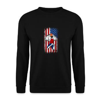 Usa American Flag Basketball 4th of July - Unisex Pullover - Schwarz - Vorne - Alina (178cm) & Michal (187cm)