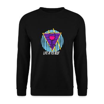 La vie à son meilleur Rétro Wine Lover Vapor Wave - Sweat-shirt Unisexe - noir - Devant - Alina (178cm) & Michal (187cm)