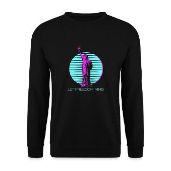 Let Freedom Ring Cool Statue Of Liberty Vapor Wave - Unisex Sweatshirt - black - Front - Alina (178cm) & Michal (187cm)