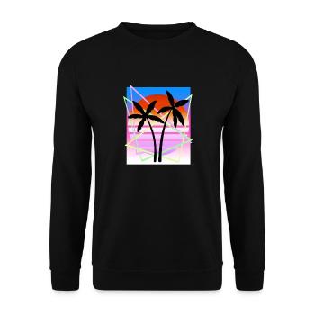 Cool Retro Palm Tree Island Vapor Wave Designs - Sweat-shirt Unisexe - noir - Devant - Alina (178cm) & Michal (187cm)