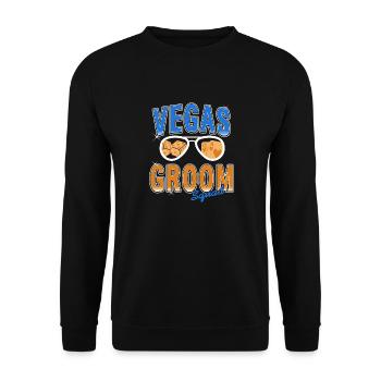 Cool Retro Vegas Groom Squad Vegas Wedding T-Shirt - Unisex Sweatshirt - black - Front - Alina (178cm) & Michal (187cm)