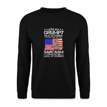 Grumpy Old Veterans Army US Patriot Father - Unisex Sweatshirt - black - Front - Alina (178cm) & Michal (187cm)
