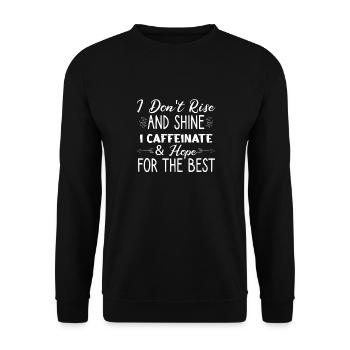 Ich Stehe Nicht Auf Und Leuchtet Ich Koffeinaut - Unisex Pullover - Schwarz - Vorne - Alina (178cm) & Michal (187cm)