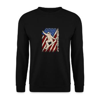 USA Sport Snowboarding amerikanische Flagge Snow - Unisex Pullover - Schwarz - Vorne - Alina (178cm) & Michal (187cm)