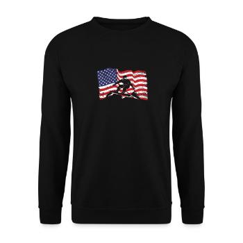 USA Sport Snowboarding amerikanische Flagge Snow - Unisex Pullover - Schwarz - Vorne - Alina (178cm) & Michal (187cm)