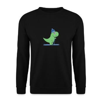 Ski T-Rex Ski Dino Winter Berge Alpen Piste Ski - Unisex Pullover - Schwarz - Vorne - Alina (178cm) & Michal (187cm)