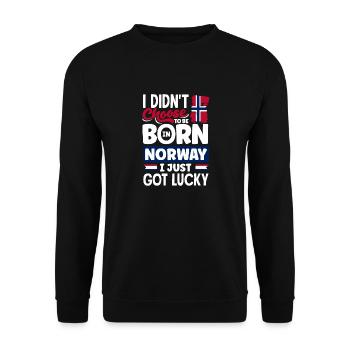 Norway Norwegian Norway Flag I Just Got Lucky - Unisex Sweatshirt - black - Front - Alina (178cm) & Michal (187cm)