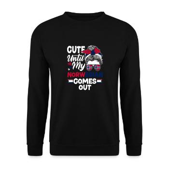 Norwegen Norwegisch süß bis mein Norwegisch kommt - Unisex Pullover - Schwarz - Vorne - Alina (178cm) & Michal (187cm)