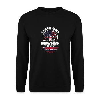 American Raised With Norwegian Roots Norway - Unisex Sweatshirt - black - Front - Alina (178cm) & Michal (187cm)