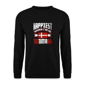 Denmark Danish Denmark Flag Happiest When Im In - Unisex Sweatshirt - black - Front - Alina (178cm) & Michal (187cm)