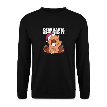 Dear Santa Claus, she did it - Unisex Sweatshirt - black - Front - Alina (178cm) & Michal (187cm)