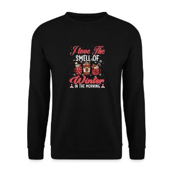J’aime l’odeur de l’hiver dans la citation du matin - Sweat-shirt Unisexe - noir - Devant - Alina (178cm) & Michal (187cm)