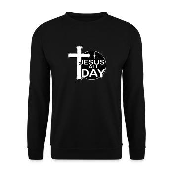 Jesus All Day Faith Bible Orthodoxy Quote - Unisex Sweatshirt - black - Front - Alina (178cm) & Michal (187cm)