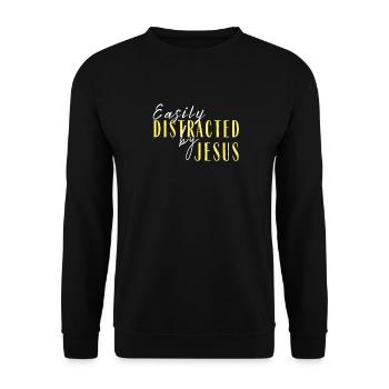 Easily distracted by Jesus' Bible of Faith quote - Unisex Sweatshirt - black - Front - Alina (178cm) & Michal (187cm)