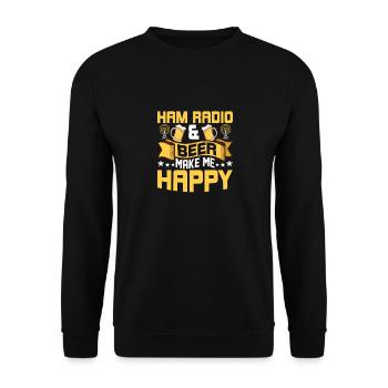 Ham radio & beer make me happy Operator Amateur - Unisex Sweatshirt - black - Front - Alina (178cm) & Michal (187cm)