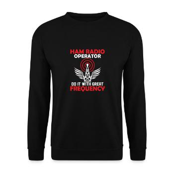 Ham Radio Operator Do It With Great Frequency Amat - Unisex Pullover - Schwarz - Vorne - Alina (178cm) & Michal (187cm)