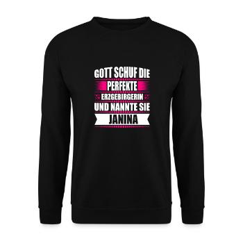 Erzgebirge Frau Namen Sachsen Janina - Unisex Pullover - Schwarz - Vorne - Alina (178cm) & Michal (187cm)