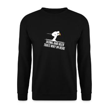 Skiing and beer thats why im here Ski - Unisex Pullover - Schwarz - Vorne - Alina (178cm) & Michal (187cm)