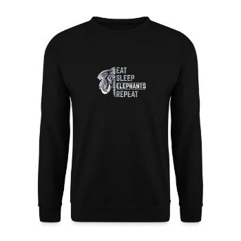 Funny Elephant Lover Eat Sleep Elephants Repeat Ki - Unisex Sweatshirt - black - Front - Alina (178cm) & Michal (187cm)