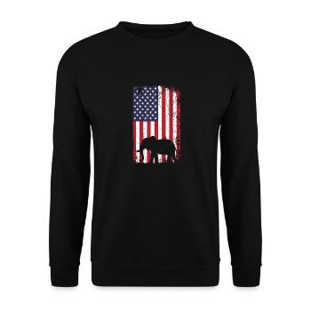 Elephant Lover American Flag Africa Save Elephants - Unisex Sweatshirt - black - Front - Alina (178cm) & Michal (187cm)