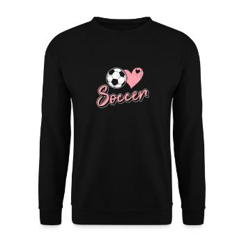 Soccer Lover Heart and Ball Soccer Lover Girls Soc - Unisex Pullover - Schwarz - Vorne - Alina (178cm) & Michal (187cm)