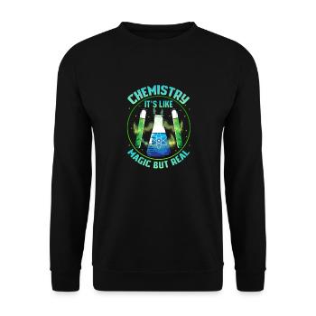 Funny Chemistry It s Like Magic But Real - Unisex Sweatshirt - black - Front - Alina (178cm) & Michal (187cm)