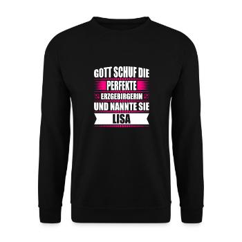 Erzgebirge Frau Namen Sachsen Lisa - Unisex Pullover - Schwarz - Vorne - Alina (178cm) & Michal (187cm)