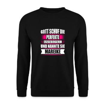 Erzgebirge Frau Namen Sachsen Mareike - Unisex Pullover - Schwarz - Vorne - Alina (178cm) & Michal (187cm)