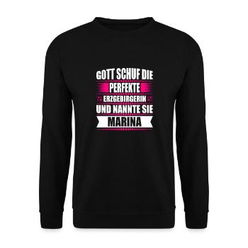 Erzgebirge Frau Namen Sachsen Marina - Unisex Pullover - Schwarz - Vorne - Alina (178cm) & Michal (187cm)