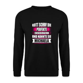 Erzgebirge Frau Namen Sachsen Michaela - Unisex Pullover - Schwarz - Vorne - Alina (178cm) & Michal (187cm)