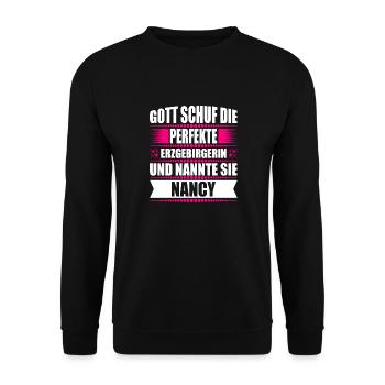 Erzgebirge Frau Namen Sachsen Nancy - Unisex Pullover - Schwarz - Vorne - Alina (178cm) & Michal (187cm)