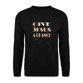 Geben Sie Jesus Eine Zufällige Glaubensgrunge - Unisex Pullover - Schwarz - Vorne - Alina (178cm) & Michal (187cm)