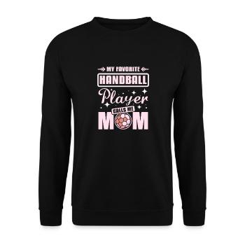 My favorite handball player calls me mom - Unisex Pullover - Schwarz - Vorne - Alina (178cm) & Michal (187cm)