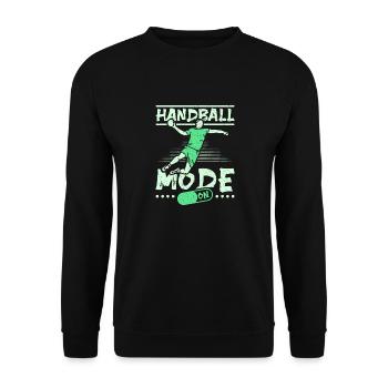 Handball mode on - Unisex Pullover - Schwarz - Vorne - Alina (178cm) & Michal (187cm)