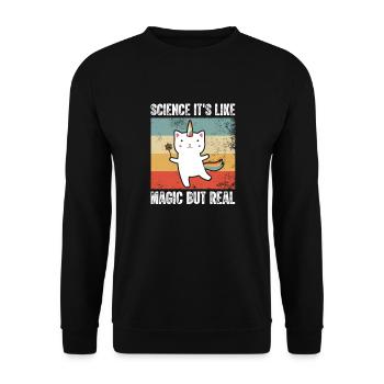 Science It s Like Magic but Real Retro - Unisex Sweatshirt - black - Front - Alina (178cm) & Michal (187cm)
