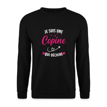 Je Suis Une Copine Qui Déchire Humour Cadeau - Sweat-shirt Unisexe - noir - Devant - Alina (178cm) & Michal (187cm)