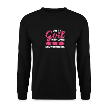 Funny Snowboarder Girls Just A Girl Who Loves Snow - Unisex Sweatshirt - black - Front - Alina (178cm) & Michal (187cm)